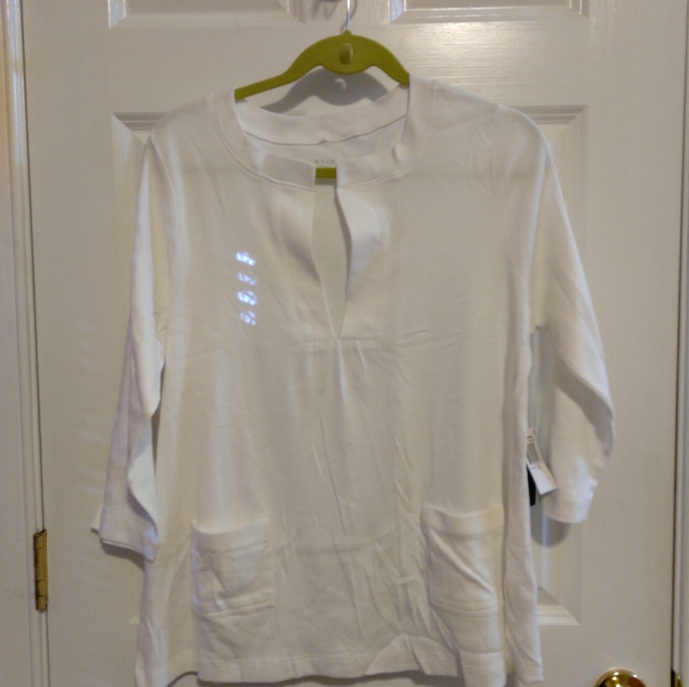 NEW Evie Women's  White Cotton 3/4 Sleeve  Size XL